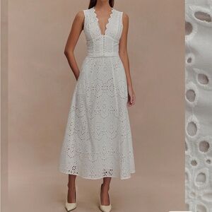 Meshki Arla Broderie Sleeveless Top & Midi Skirt Set - White